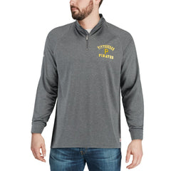 Pittsburgh Pirates Stitches Team Raglan Quarter-Zip Pullover Jacket - Heathered Charcoal - MLB Sale