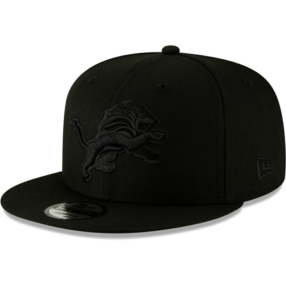 Detroit Lions New Era Black On Black 9FIFTY Adjustable Hat Black