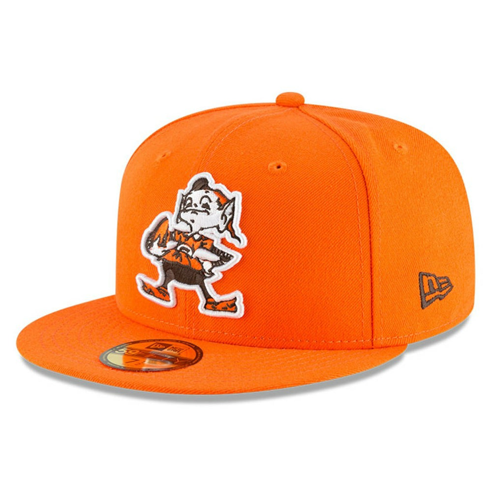 Cleveland Browns New Era Omaha Brownie The Elf Throwback 59FIFTY Fitted Hat Orange