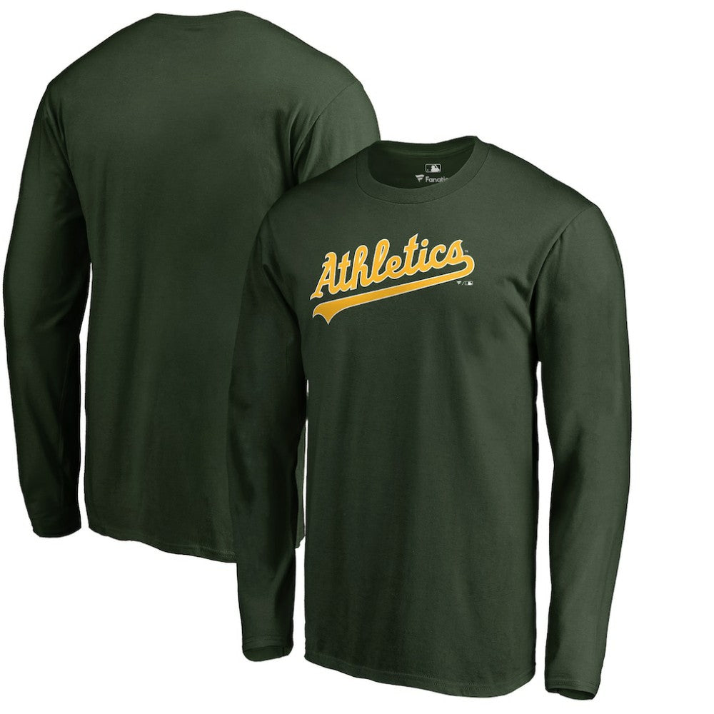 Athletics Team Wordmark Long Sleeve T-Shirt - Green - MLB Discount