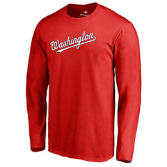 Washington Nationals Team Wordmark Long Sleeve T-Shirt - Red - MLB Sale