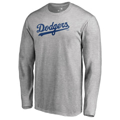 Los Angeles Dodgers Team Wordmark Long Sleeve T-Shirt - Heathered Gray - MLB on Sale