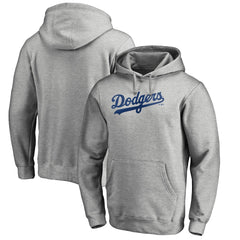 Los Angeles Dodgers Official Wordmark Fitted Pullover Hoodie - Heather Gray - MLB Sale
