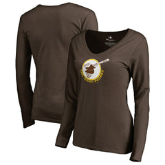 San Diego Padres Women's Cooperstown Collection Forbes Long Sleeve V-Neck T-Shirt - Brown - MLB Online