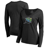 Tampa Bay Rays Women's Cooperstown Collection Forbes Long Sleeve V-Neck T-Shirt - Black - MLB on Sale
