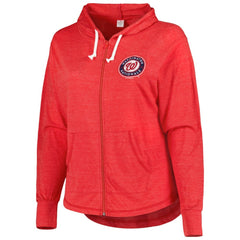 Washington Nationals Soft as a Grape Women's Plus Size Full-Zip Lightweight Hoodie Top - Red - MLB Lifestyle