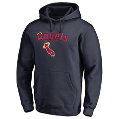 Los Angeles Angels Vintage Cooperstown Collection Wahconah Fitted Pullover Hoodie - Navy - MLB Sale