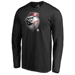 Cincinnati Reds Midnight Mascot Long Sleeve T-Shirt - Black - MLB Sale