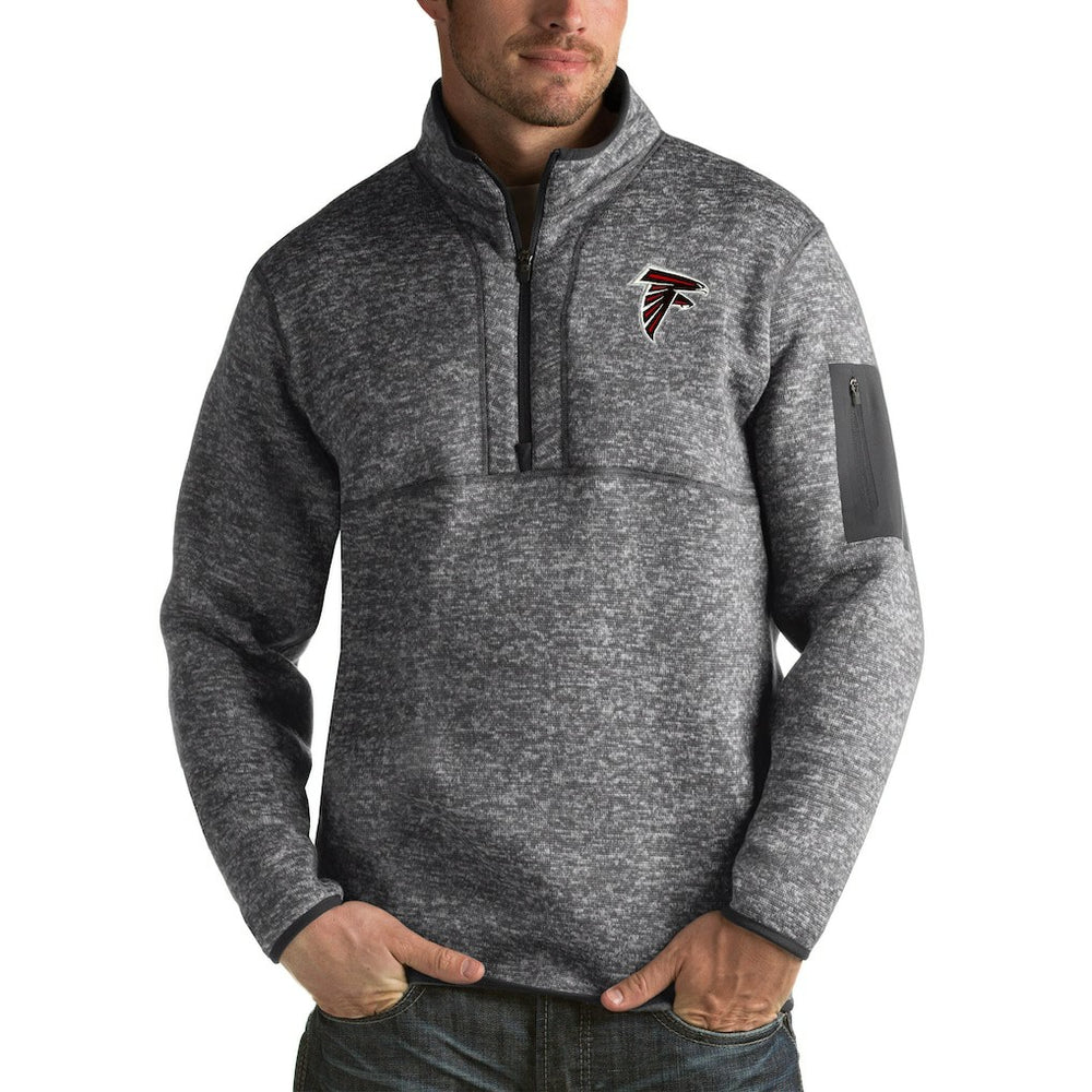 Atlanta Falcons Antigua Fortune Big & Tall Quarter-Zip Pullover Jacket Charcoal