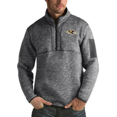 Baltimore Ravens Antigua Fortune Big & Tall Quarter-Zip Pullover Jacket Charcoal