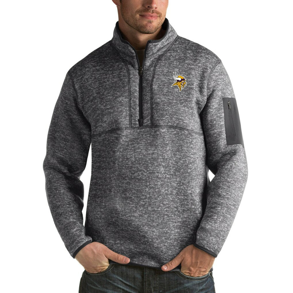 Minnesota Vikings Antigua Fortune Big & Tall Quarter-Zip Pullover Jacket Charcoal