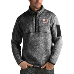 New York Giants Antigua Fortune Big & Tall Quarter-Zip Pullover Jacket Heather Black