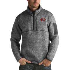 San Francisco 49ers Antigua Fortune Big & Tall Quarter-Zip Pullover Jacket Charcoal
