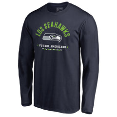 Seattle Seahawks Futbol Americano Long Sleeve T-Shirt College Navy
