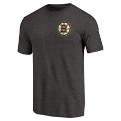Boston Bruins Primary Logo Left Chest Distressed Tri-Blend T-Shirt - Black - NHL 3254332