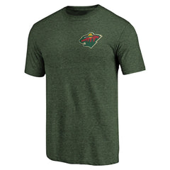 Minnesota Wild Primary Logo Left Chest Distressed Tri-Blend T-Shirt - Green - NHL 3254344