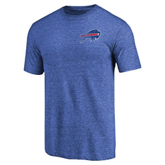 Buffalo Bills Primary Logo Left Chest Distressed Tri-Blend T-Shirt Heathered Royal