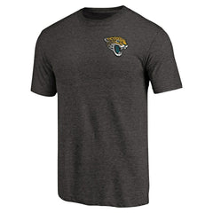 Jacksonville Jaguars Primary Logo Left Chest Distressed Tri-Blend T-Shirt Heathered Black