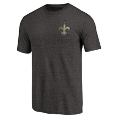 New Orleans Saints Primary Logo Left Chest Distressed Tri-Blend T-Shirt Heathered Black