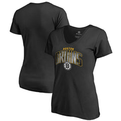 Boston Bruins Women's Arch Smoke V-Neck T-Shirt - Black - NHL 3255545