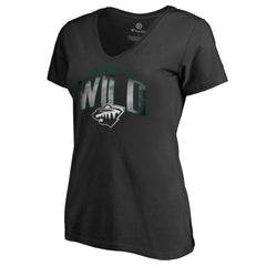 Minnesota Wild Women's Arch Smoke V-Neck T-Shirt - Black - NHL 3255557