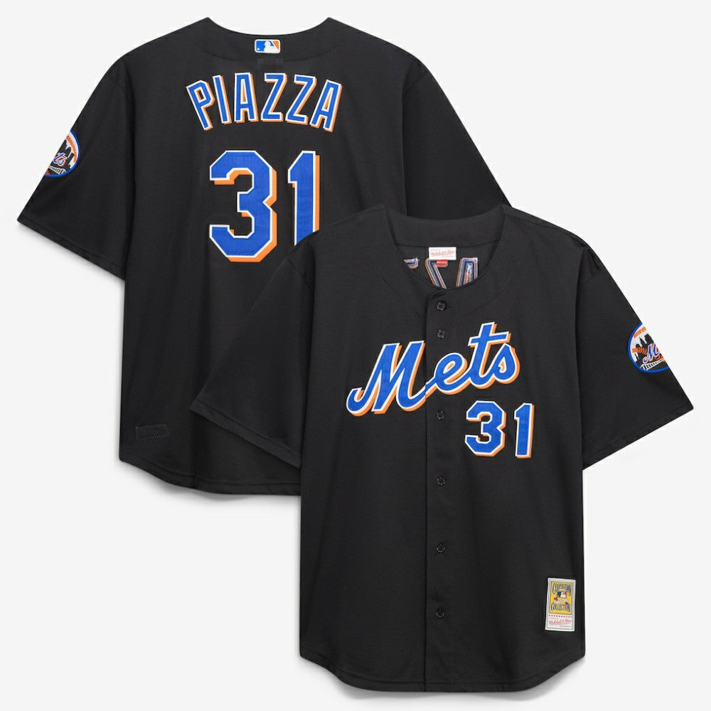 Mike Piazza New York Mets Mitchell & Ness Big & Tall Cooperstown Mesh Batting Practice Jersey - Black - Mitchell & Ness on Sale