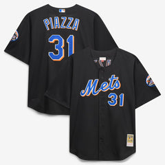 Mike Piazza New York Mets Mitchell & Ness Big & Tall Cooperstown Mesh Batting Practice Jersey - Black - Mitchell & Ness on Sale