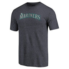 Seattle Mariners Team Wordmark Tri-Blend T-Shirt - Navy - MLB Lifestyle