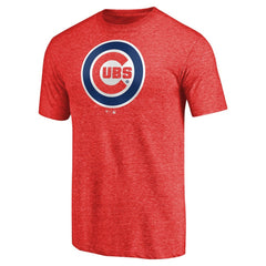 Chicago Cubs Team Wordmark Tri-Blend T-Shirt - Red - MLB Discount