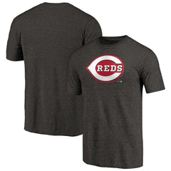 Cincinnati Reds Team Wordmark Tri-Blend T-Shirt - Black - MLB Lifestyle