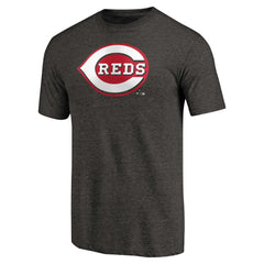 Cincinnati Reds Team Wordmark Tri-Blend T-Shirt - Black - MLB Lifestyle