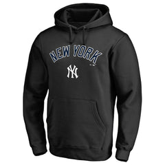 New York Yankees Team Lockup Fitted Pullover Hoodie - Black - MLB Lifestyle