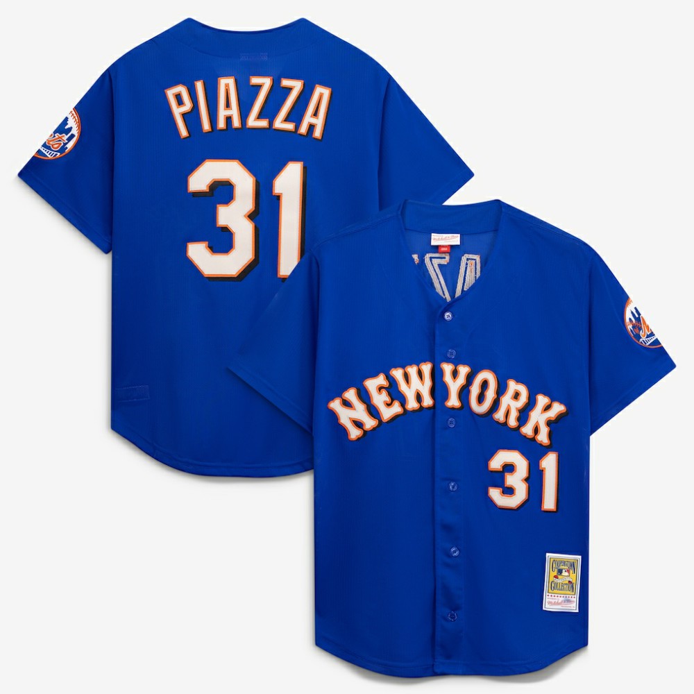 Mike Piazza New York Mets Mitchell & Ness Cooperstown Collection Mesh Batting Practice Button-Up Jersey - Royal - Mitchell & Ness Discount