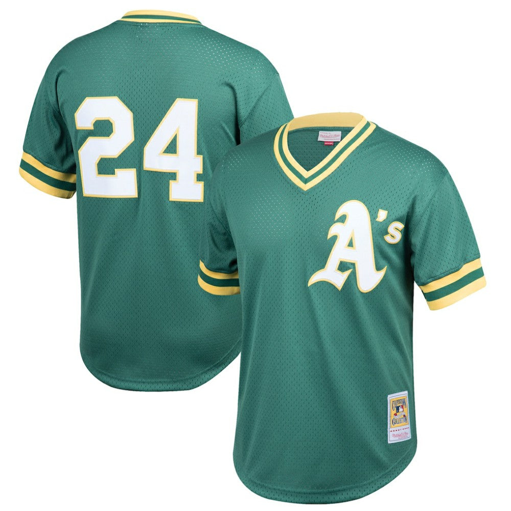 Rickey Henderson Athletics Mitchell & Ness Youth Cooperstown Collection Mesh Batting Practice Jersey - Green - Mitchell & Ness Discount