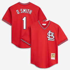 Ozzie Smith St. Louis Cardinals Mitchell & Ness Youth Cooperstown Collection Mesh Batting Practice Jersey - Navy - Mitchell & Ness Sale