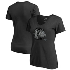 Chicago Blackhawks Women's Core Smoke V-Neck T-Shirt - Black - NHL 3305744