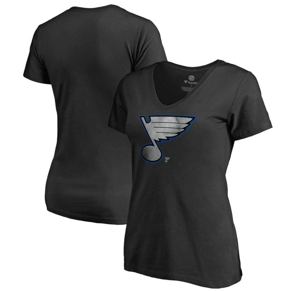 St. Louis Blues Women's Core Smoke V-Neck T-Shirt - Black - NHL 3305761