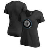 Winnipeg Jets Women's Core Smoke V-Neck T-Shirt - Black - NHL 3305767