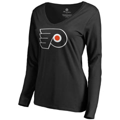 Philadelphia Flyers Women's Team Alternate Long Sleeve V-Neck T-Shirt - Black - NHL 3310017