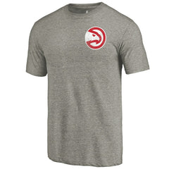 Atlanta Hawks Primary Logo Left Chest Distressed Tri-Blend T-Shirt Gray