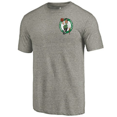 Boston Celtics Primary Logo Left Chest Distressed Tri-Blend T-Shirt Gray
