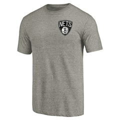 Brooklyn Nets Primary Logo Left Chest Distressed Tri-Blend T-Shirt Gray