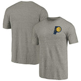 Indiana Pacers Primary Logo Left Chest Distressed Tri-Blend T-Shirt Gray