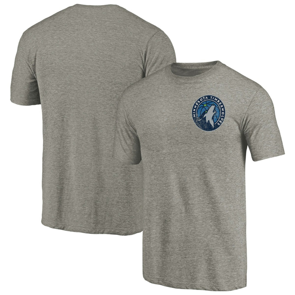 Minnesota Timberwolves Primary Logo Left Chest Distressed Tri-Blend T-Shirt Gray