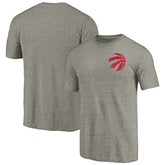 Toronto Raptors Primary Logo Left Chest Distressed Tri-Blend T-Shirt Gray