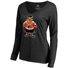 Philadelphia Flyers Women's Gritty Long Sleeve V-Neck T-Shirt - Black - NHL 3326690