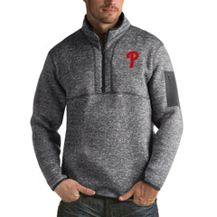 Philadelphia Phillies Antigua Fortune Big & Tall Quarter-Zip Pullover Jacket - Heather Charcoal - MLB on Sale