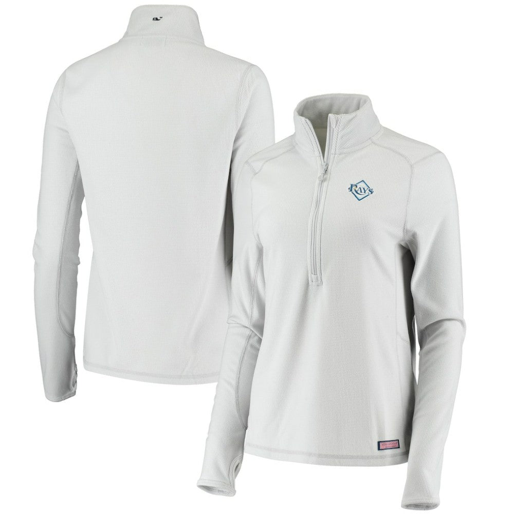 Tampa Bay Rays Vineyard Vines Women's Performance Grid Half-Zip Pullover Top - Gray - MLB Sale