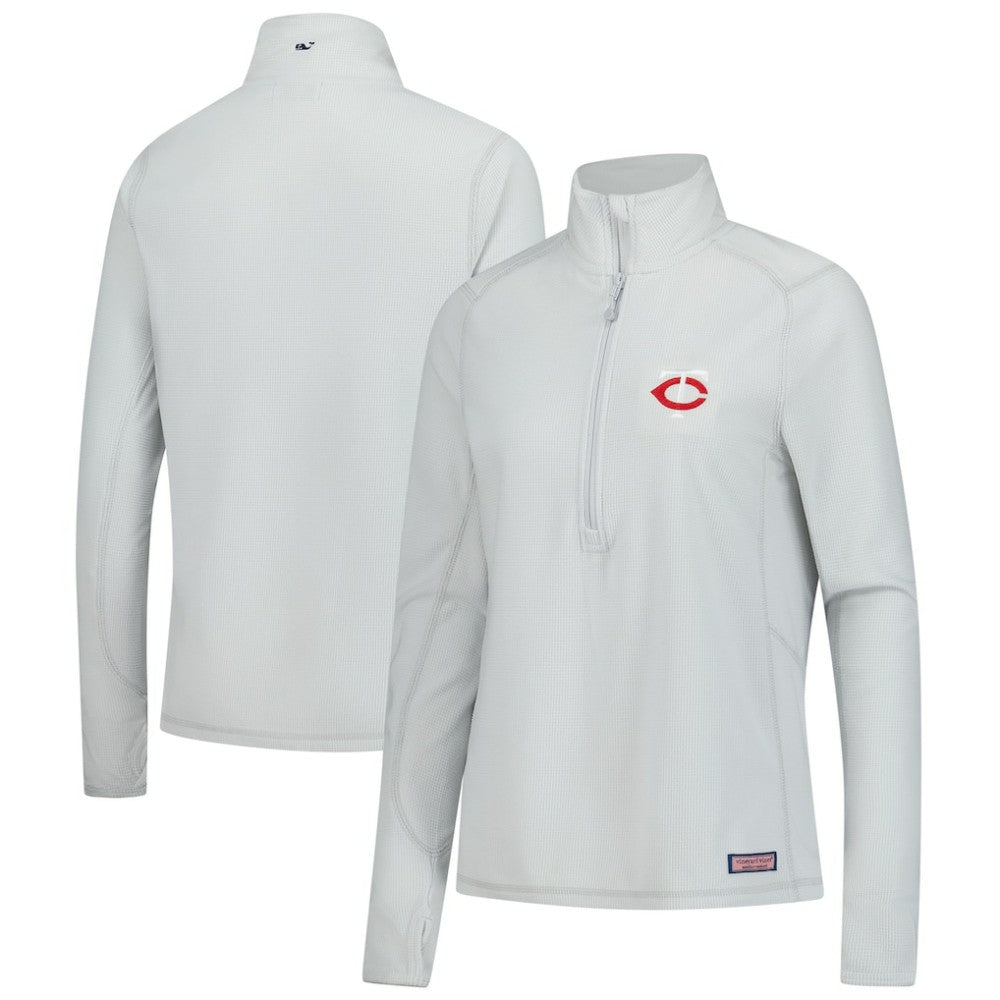 Minnesota Twins Vineyard Vines Women's Performance Grid Half-Zip Pullover Top - Gray - MLB on Sale
