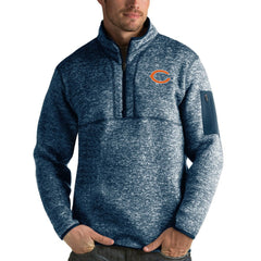 Chicago Bears Antigua Fortune Quarter-Zip Pullover Jacket Heather Navy
